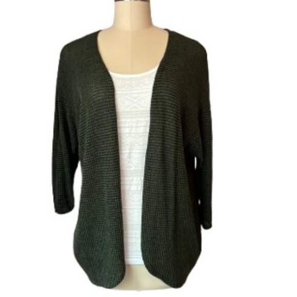 Allison Joy Olive Green Khaki Waffle Knit Cardigan - LNC - Picture 1 of 5